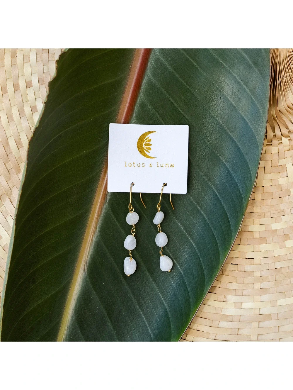 Lotus and Luna Moonstone Waterfall Earrings